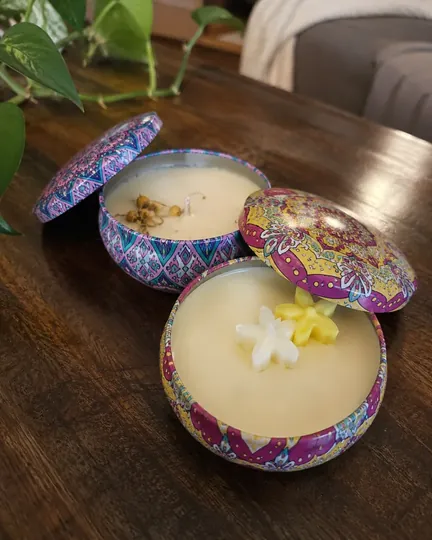 Candele mandala con cera di cocco e camomilla